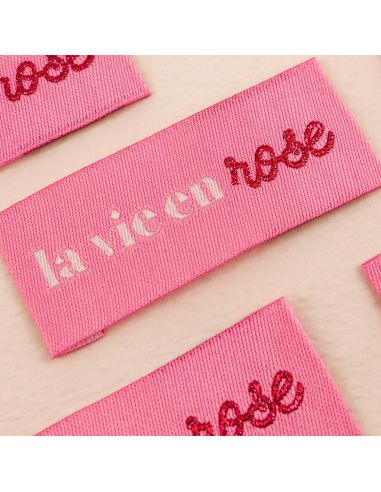 Set van 4 labels om op te naaien - La vie en rose