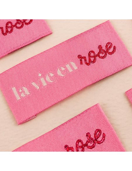 Set van 4 labels om op te naaien - La vie en rose