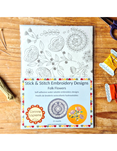 Hydro-oplosbare borduurmotiefstickers - Folkloristische bloemen