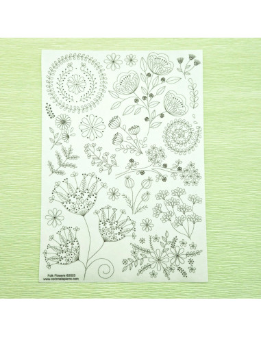 Hydro-oplosbare borduurmotiefstickers - Folkloristische bloemen