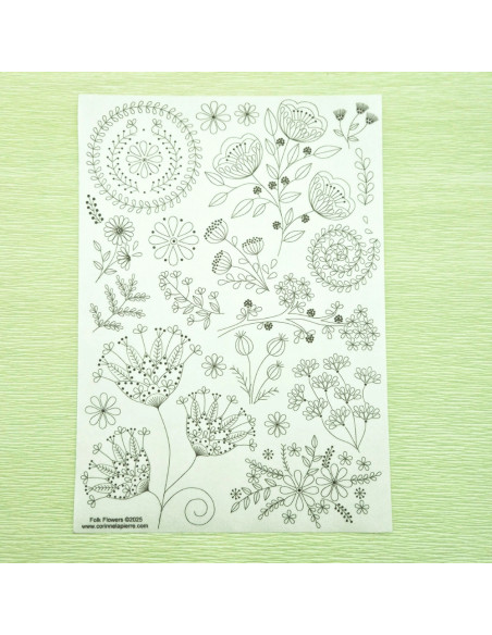 Hydro-oplosbare borduurmotiefstickers - Folkloristische bloemen