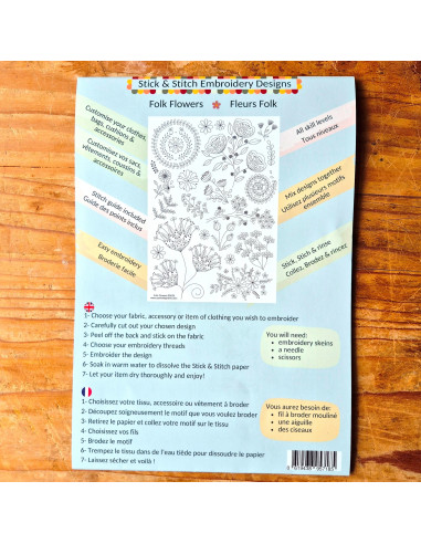 Hydro-oplosbare borduurmotiefstickers - Folkloristische bloemen