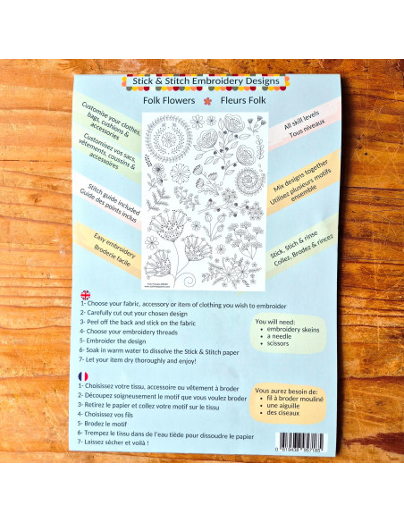 Hydro-oplosbare borduurmotiefstickers - Folkloristische bloemen