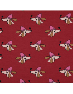 Sweatstof met honden en harten - Rood 2