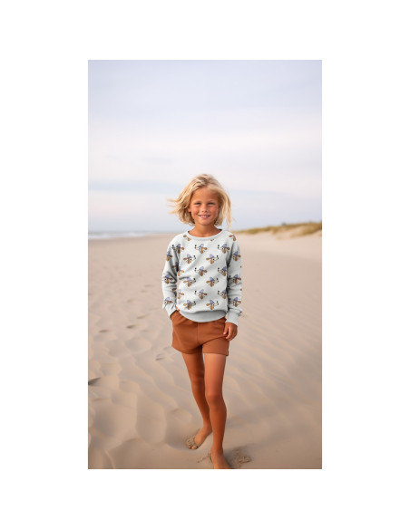 Sweatstof met honden en harten - Gebroken wit
