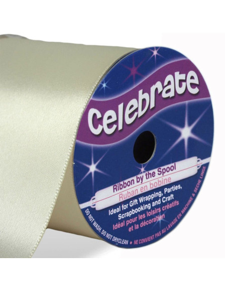 Satijnen lint Celebrate ivoor - 50 mm x 4 meter
