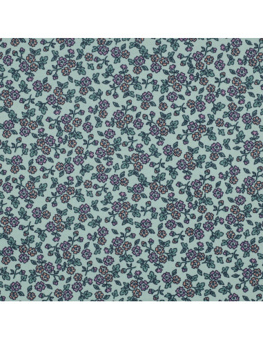 Flanellen bloemenstof - Mintgroen