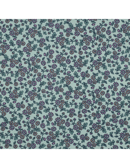 Flanellen bloemenstof - Mintgroen