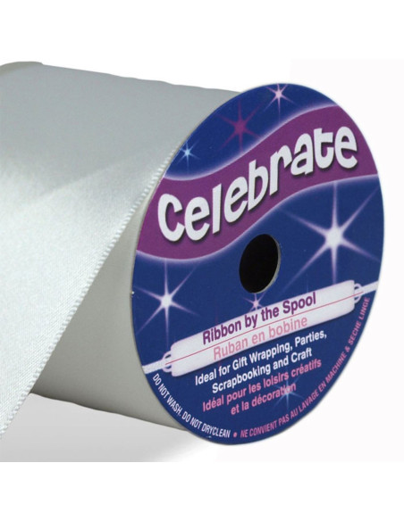 Wit satijnen lint Celebrate - 50 mm x 4 meter