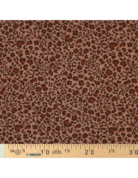 Geribbelde katoenen jersey stof - Beige luipaard