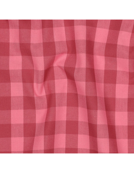 Katoenen popeline stof - Grote Vichy ruiten - Rood en bordeaux