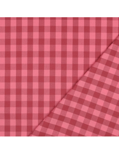 Katoenen popeline stof - Grote Vichy ruiten - Rood en bordeaux