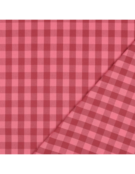 Katoenen popeline stof - Grote Vichy ruiten - Rood en bordeaux