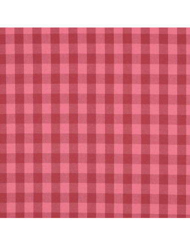 Katoenen popeline stof - Grote Vichy ruiten - Rood en bordeaux
