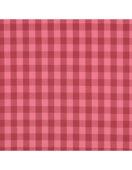 Katoenen popeline stof - Grote Vichy ruiten - Rood en bordeaux