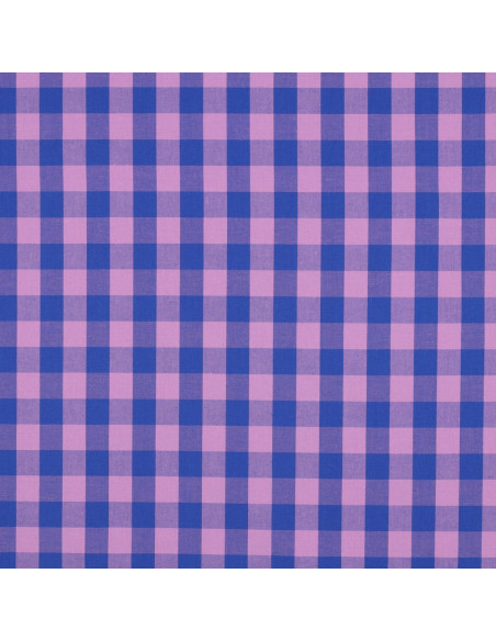 Katoenen popeline stof - Grote Vichy ruiten - Lavendel en blauw