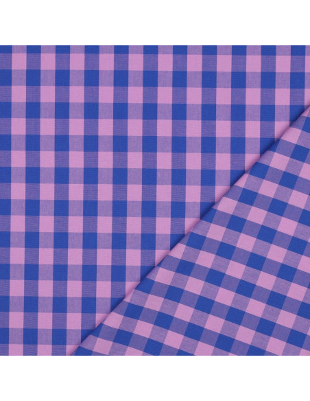 Katoenen popeline stof - Grote Vichy ruiten - Lavendel en blauw