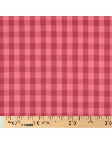 Katoenen popeline stof - Grote Vichy ruiten - Rood en bordeaux