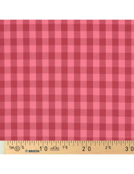 Katoenen popeline stof - Grote Vichy ruiten - Rood en bordeaux