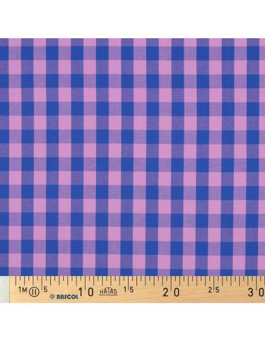 Katoenen popeline stof - Grote Vichy ruiten - Lavendel en blauw