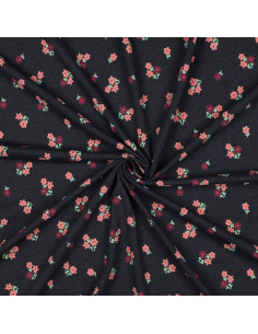 Jersey stof met kleine bloemen - Nachtblauw