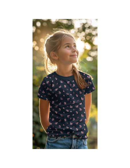 Jersey stof met kleine bloemen - Nachtblauw