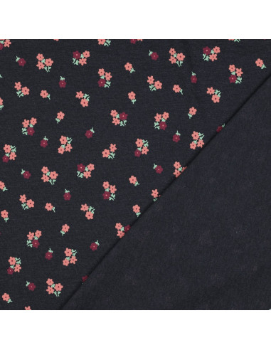 Jersey stof met kleine bloemen - Nachtblauw
