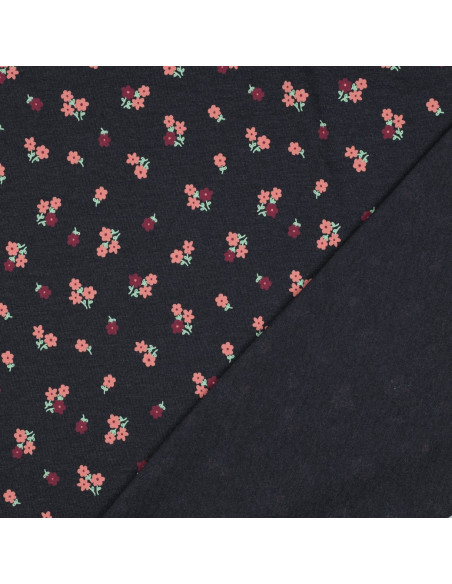 Jersey stof met kleine bloemen - Nachtblauw