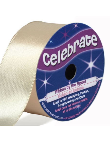 Satijnen lint Celebrate crème - 25 mm x 4 meter