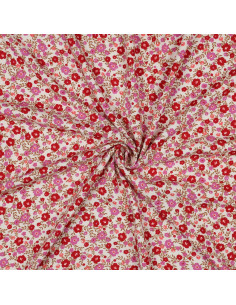 Viscose stof met kleine opvallende bloemen - Off-white