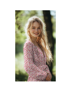 Viscose stof met kleine opvallende bloemen - Off-white 2