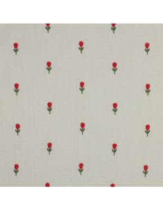 Geborduurde bloemen op dubbel gaze stof - Natuurlijk 2