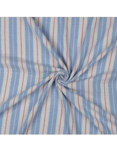 Dubbel gaas stof met strepen - Blauw