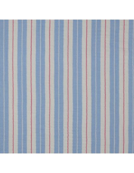 Dubbel gaas stof met strepen - Blauw