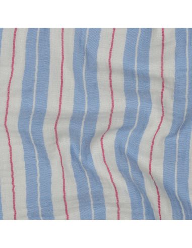 Dubbel gaas stof met strepen - Blauw