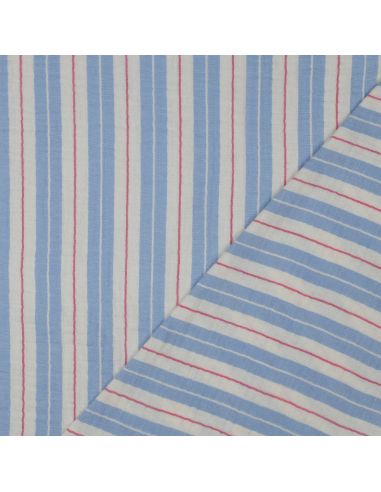 Dubbel gaas stof met strepen - Blauw