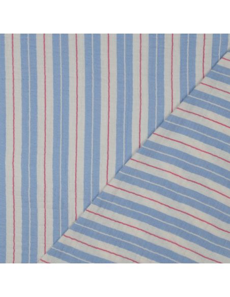 Dubbel gaas stof met strepen - Blauw