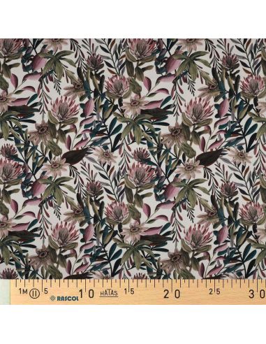 Katoenen canvasdoek - Vintage bloemen