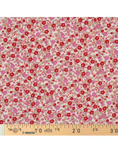 Viscose stof met kleine opvallende bloemen - Off-white