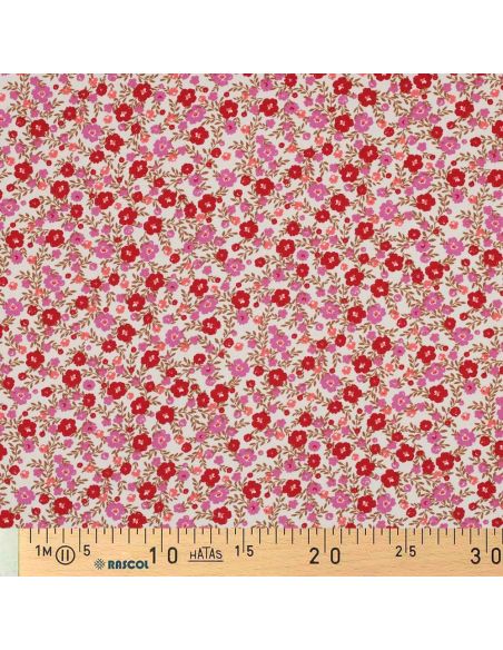 Viscose stof met kleine opvallende bloemen - Off-white