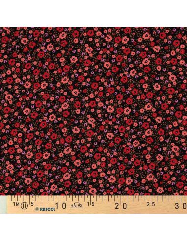 Viscose stof met kleine opvallende bloemen - Zwart