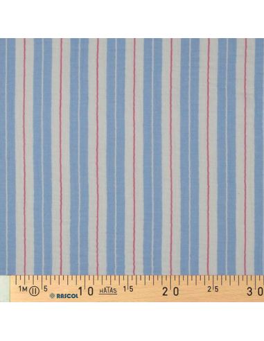 Dubbel gaas stof met strepen - Blauw