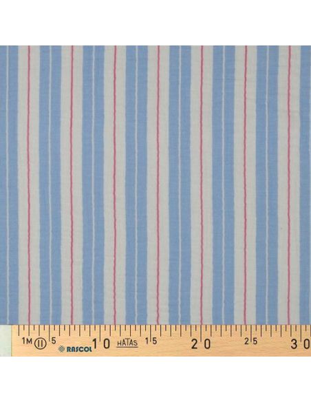 Dubbel gaas stof met strepen - Blauw