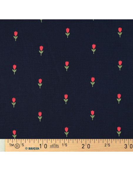Dubbel gaas borduurstof tulpen - Marineblauw