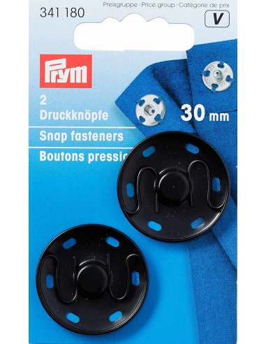 Drukknopen om te naaien 30 mm - Zwart