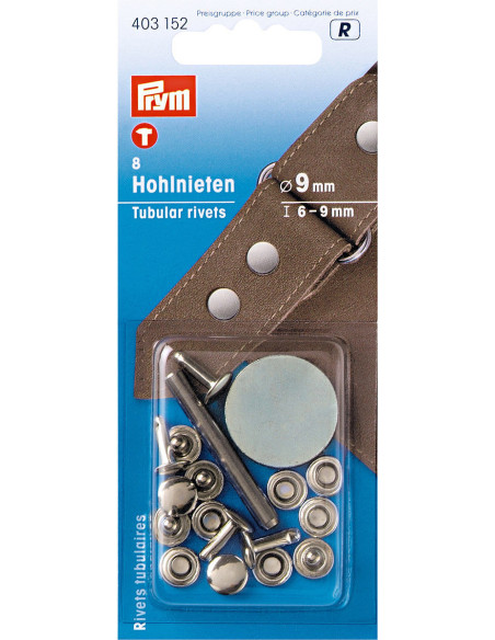 Set van 8 holnieten met boorgereedschap 6-9 mm