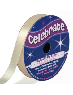 Satijnen lint Celebrate crème - 9 mm x 6 meter