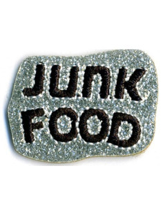 Strijkembleem junkfood glitters - Zilver