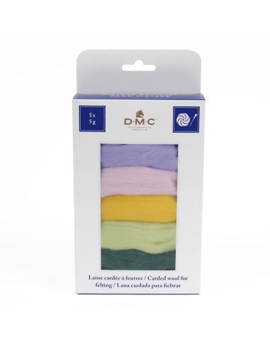 Set van 5 gekaarde wol voor vilten DMC - Boeket