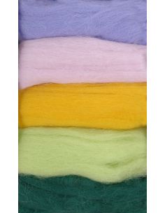 Set van 5 gekaarde wol voor vilten DMC - Boeket 2